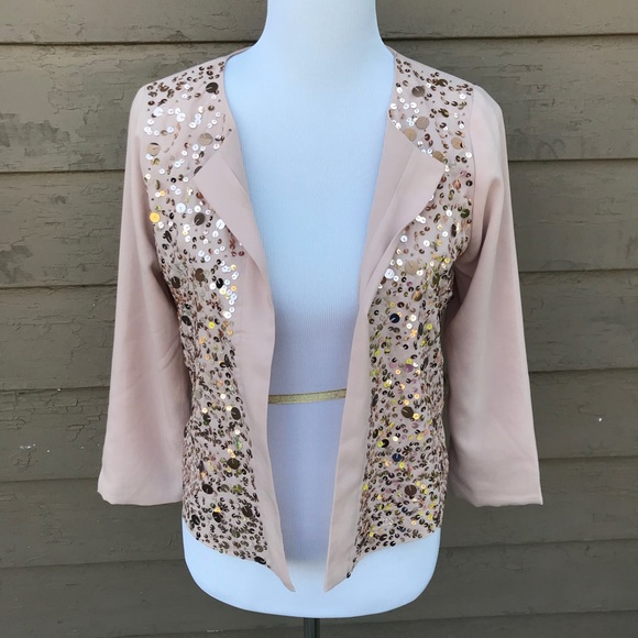☀️☀️☀️ 4/$20 Gap sweet sequined nude open jacket - Picture 2 of 6